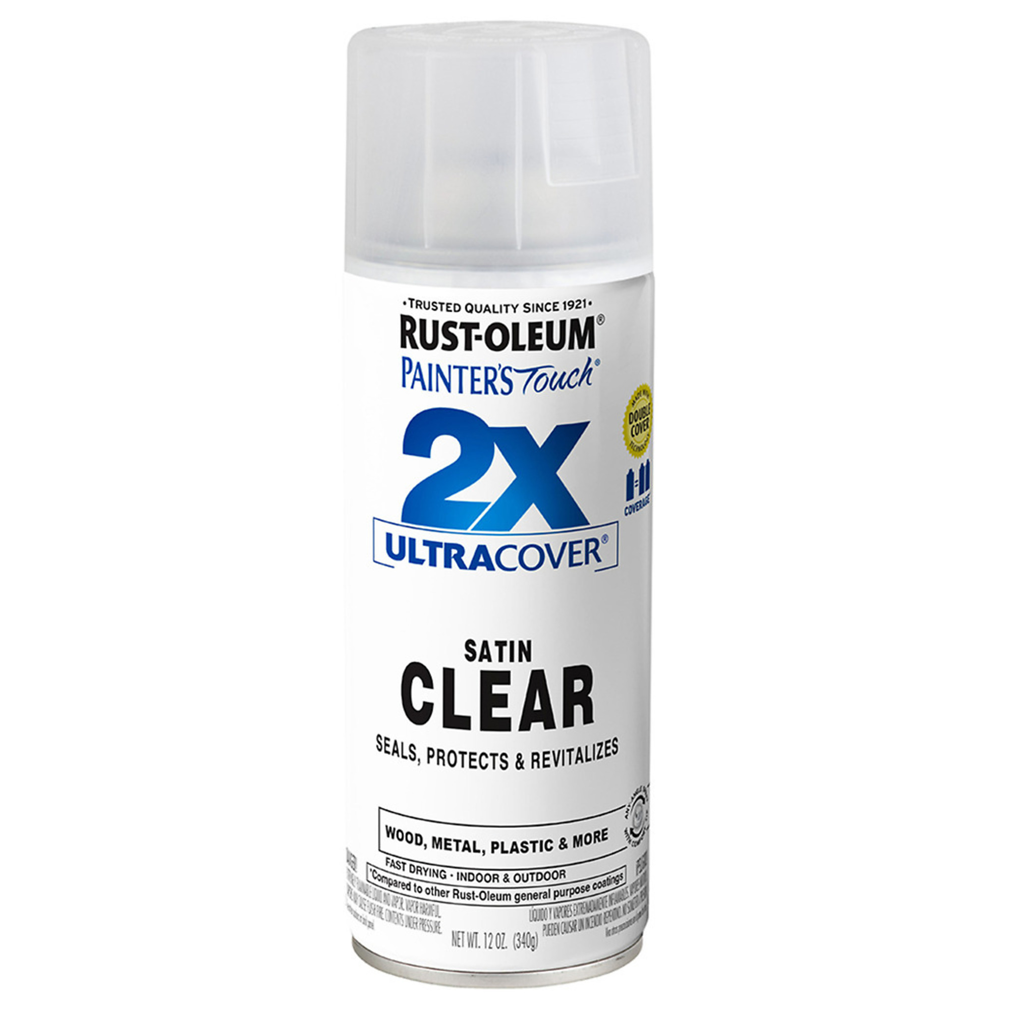 Rust-Oleum Painter's Touch 2X Ultra Cover Spray Paint - 12 Oz., Satin Clear, Any-Angle Spray, Model# 346952DS